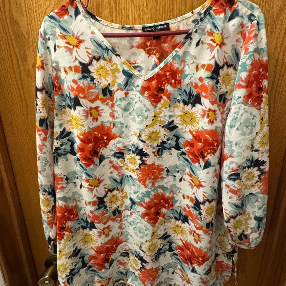 Mario Serrani Women's Floral Top - Red, Blue, Yellow